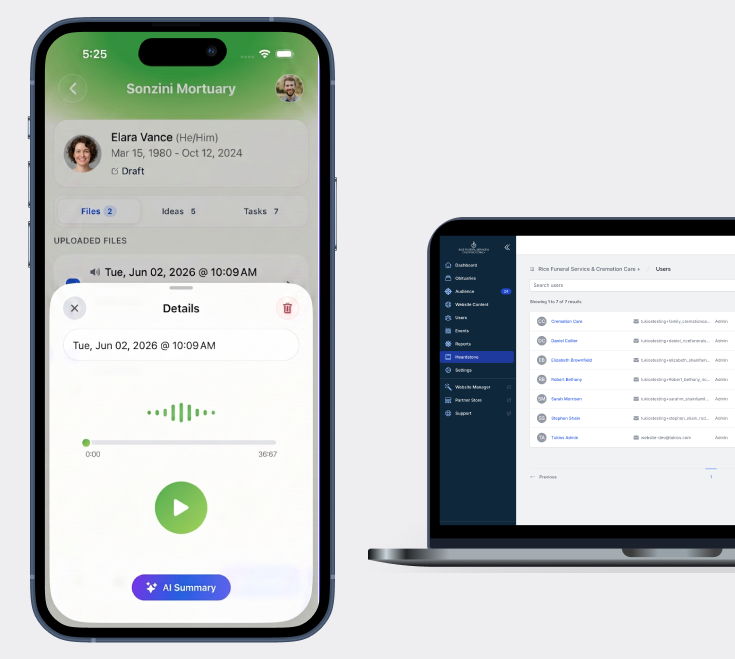 Heardstone iOS app and Tukios dashboard